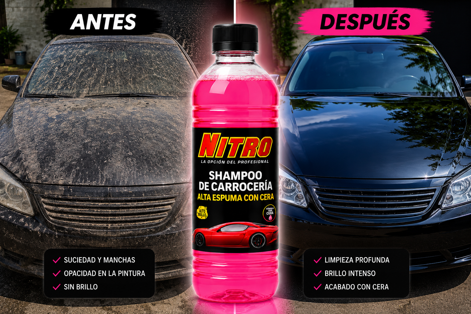 SHAMPOO DE CARROCERÍA CON CERA NITRO 900 ml